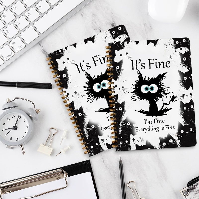 CQM 2 Pcs Funny Cat Spiral Notebook, Cute Funny Gifts Journaling Notebooks for Work, College Ruled Notebook Journal Office Classroom Supplies Motivational Cat Themed Gifts for Women Coworkers - Image 4